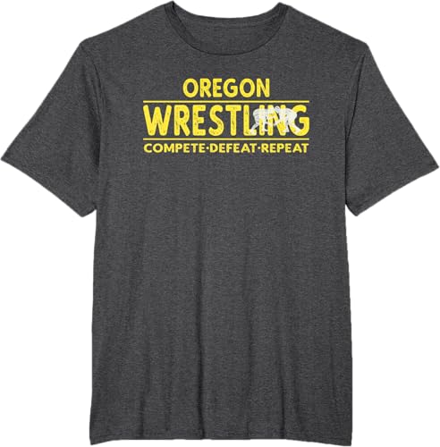 Miniatura 82 de Oregon Wrestling - Compete, Defeat, Repeat T-Shirt Negro,Azul Marino,Asfalto,Blanco,Azul Pastel,Arándano,Rojo,Verde Bosque,Verde Kelly,Verde