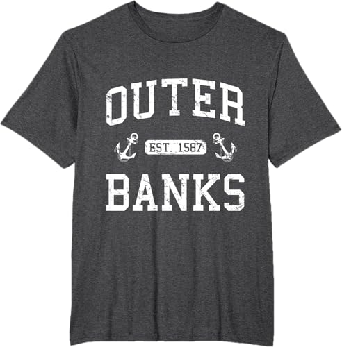 Miniatura 18 de Outer Banks NC North Carolina T-Shirt Black,Navy Blue,Asphalt Grey,Dark Heather Grey,Royal Blue