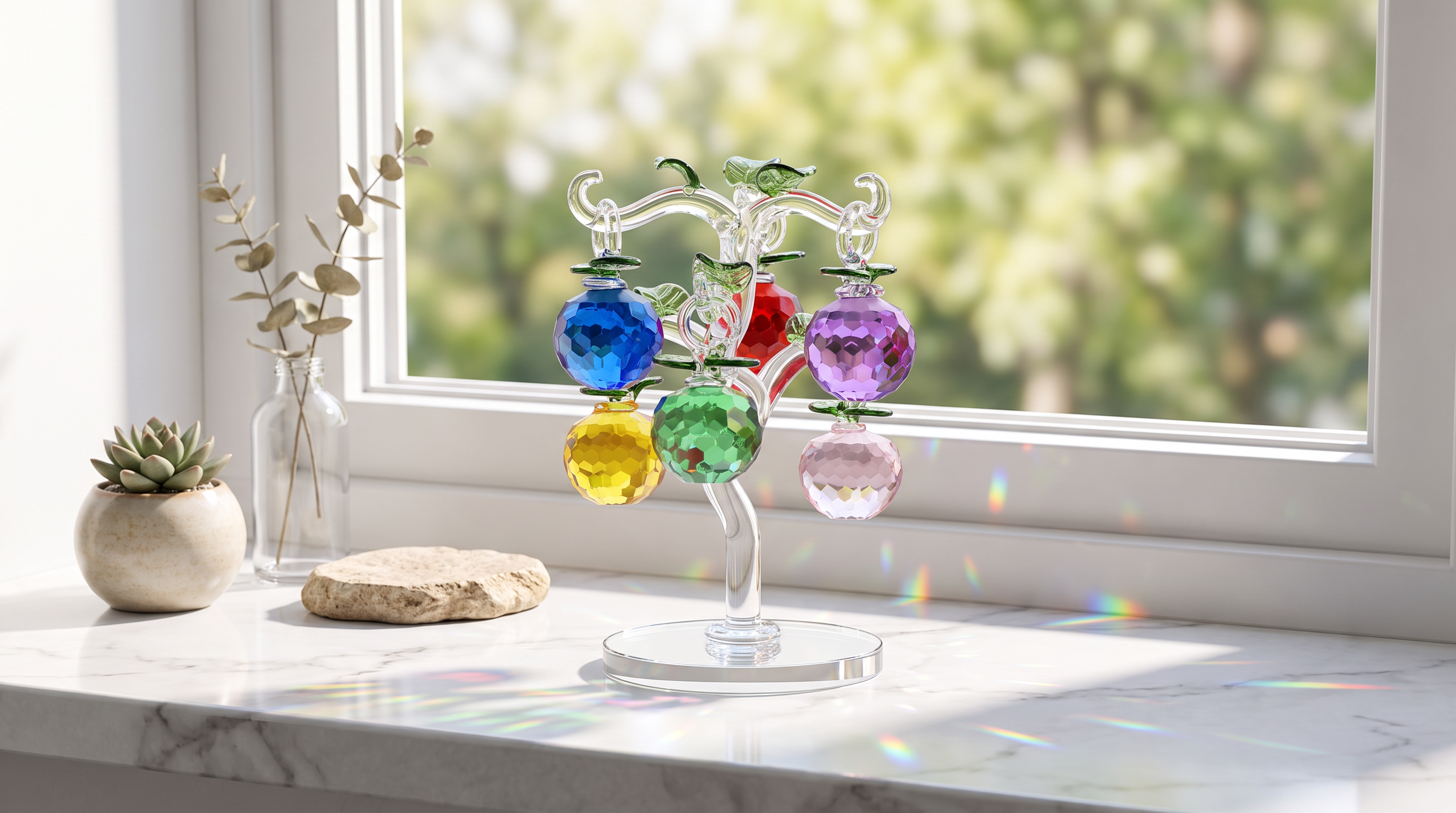 Amazon.com: OwnMy Crystal Apple Tree Ornaments Artificial Glass