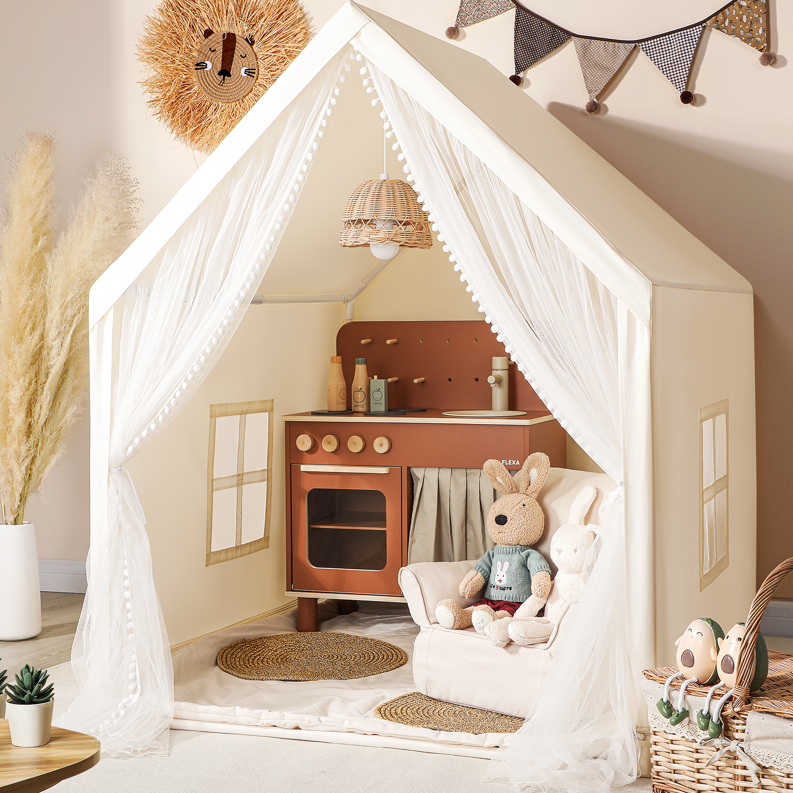 Watch Monobeach Kids Tent Beige Play Tent with Long Mesh Curtain on Amazon Live