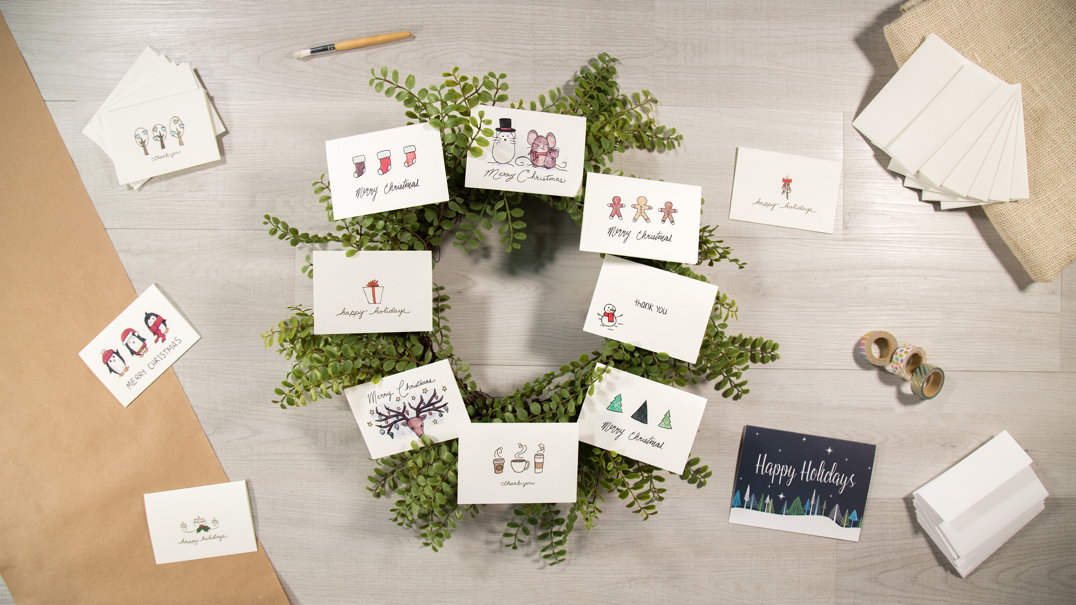 Happy Holidays Greeting Card/Gift Tag Collection - 24 Cards