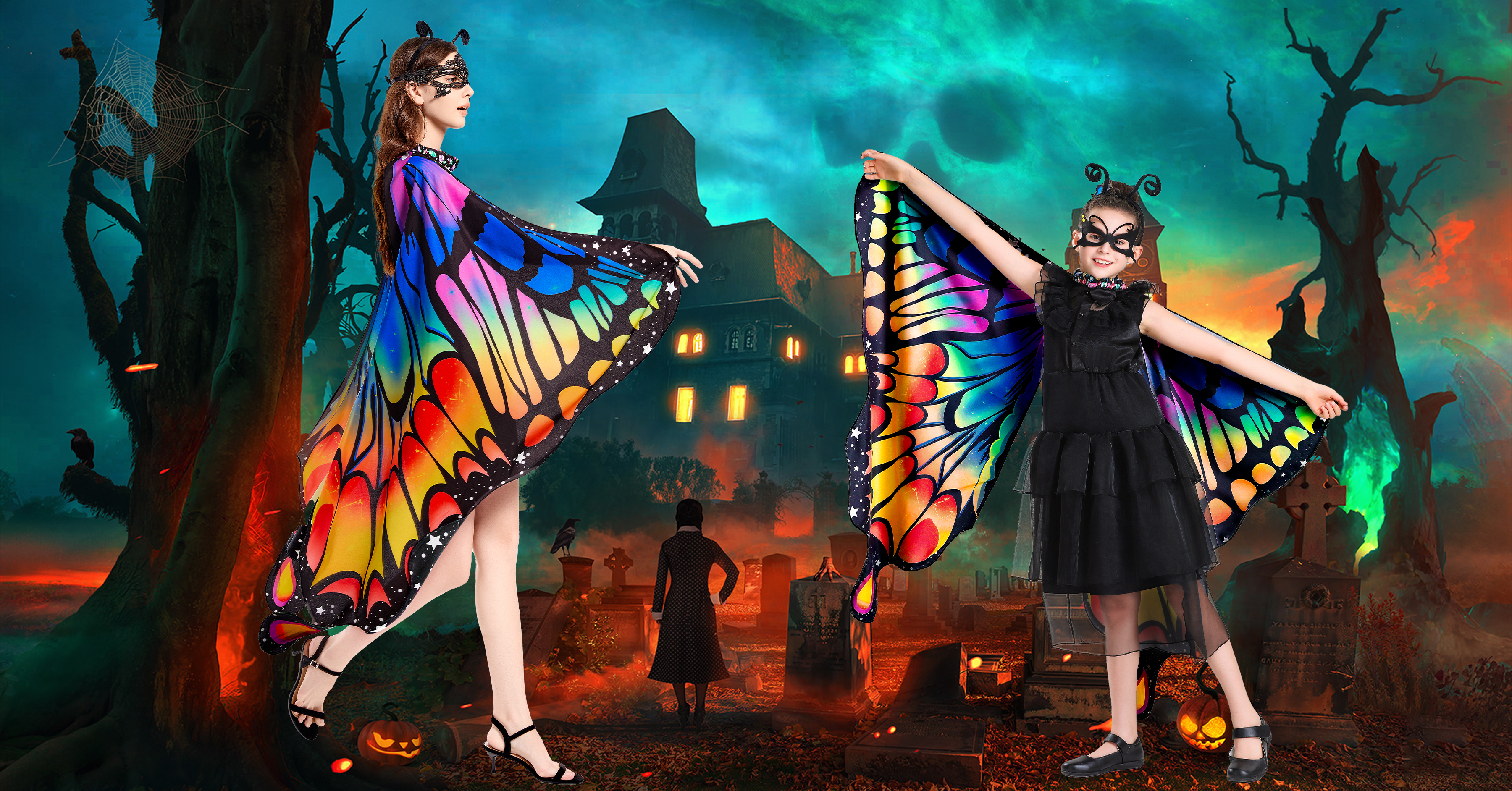 Disfraz de Mariposa Halloween para Niñas con Capa y Antena miniatura 7