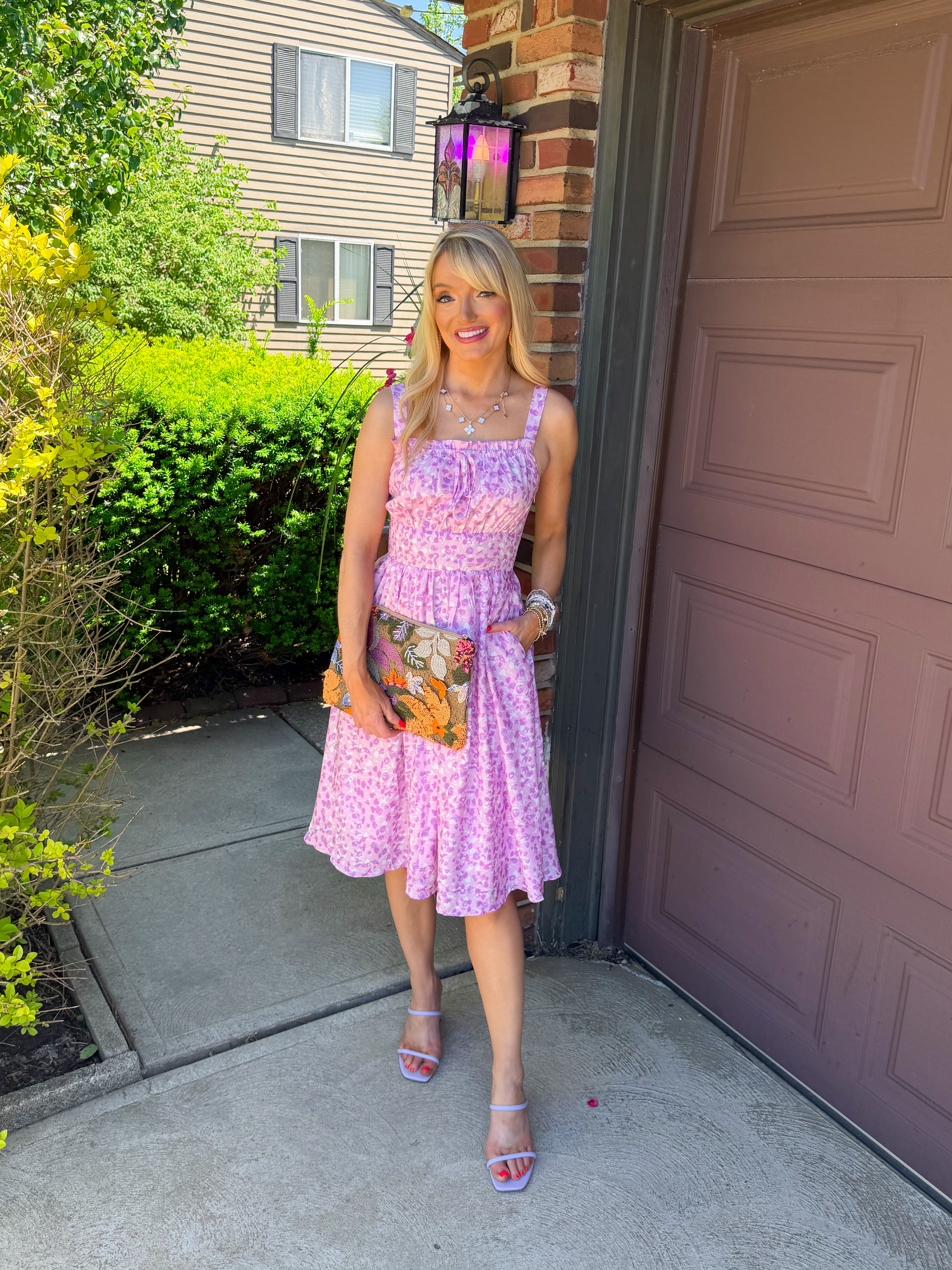 Watch Flattering Flirty Purple Floral Summer Dress on Amazon Live