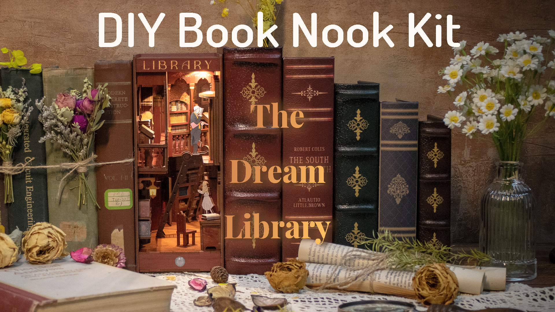 Amazon.com: Dolphin Island Miniature Library DIY Book Nook Kit for