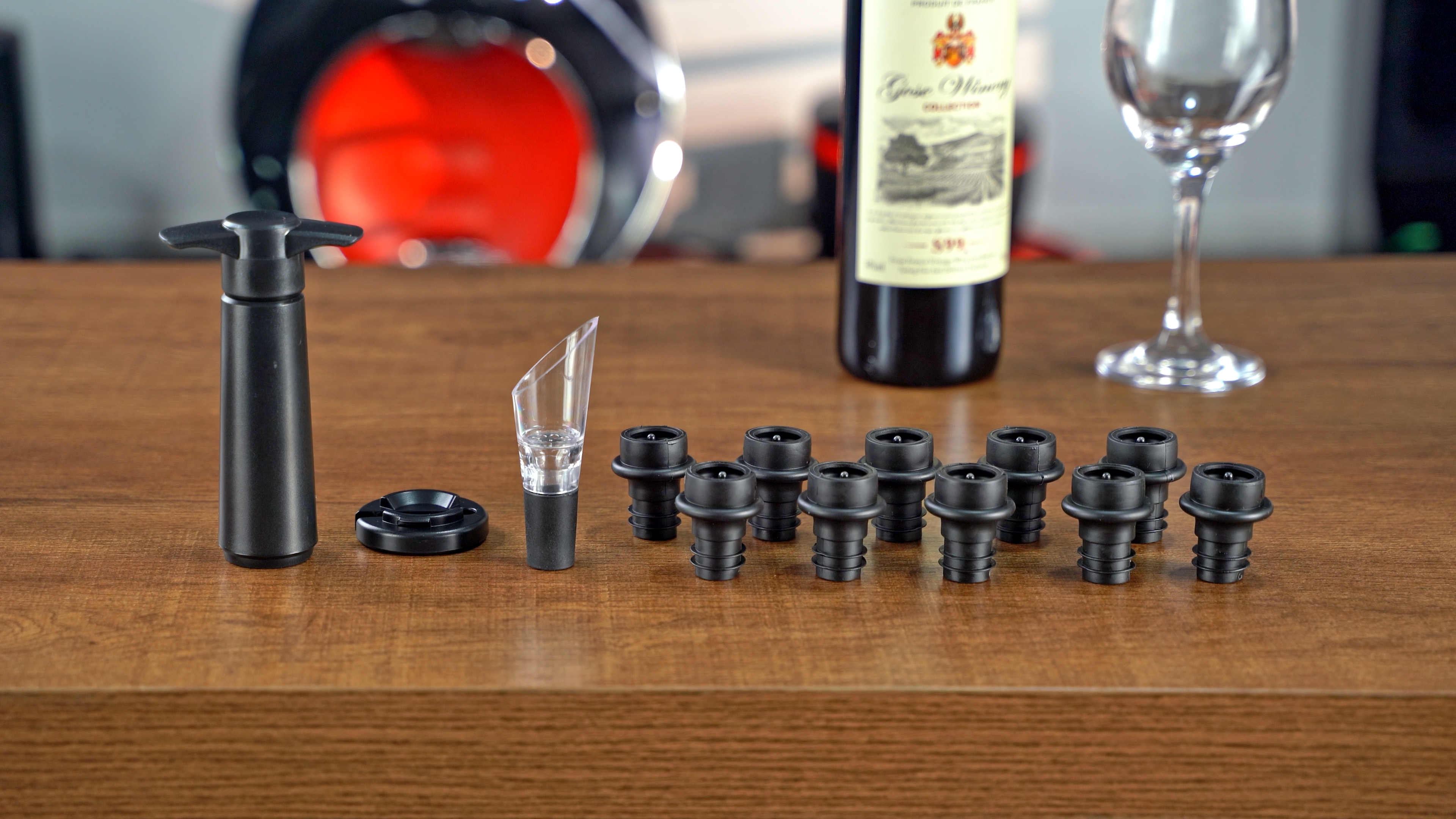 Kit Pompa Sottovuoto Per Vino AUROAY 13 In 1 - Con 10 Tappi Silicone, Versatore E Tagliarina - Foto 11