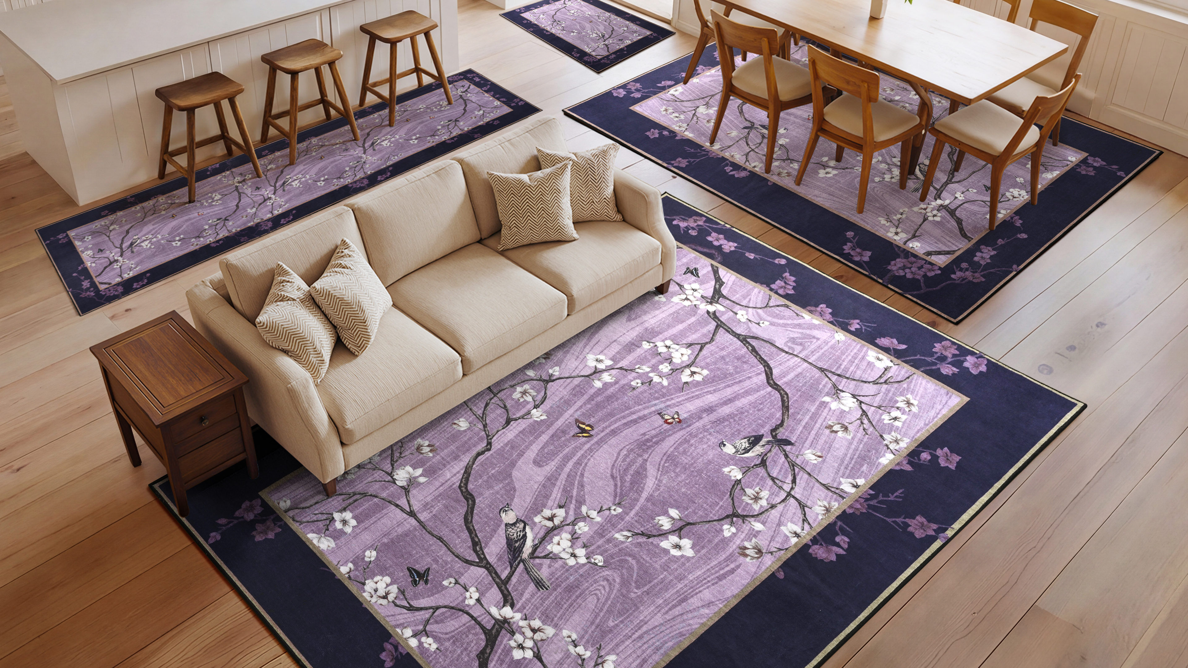 Tapete 4x6 pies estilo oriental floral lavable antideslizante miniatura 7