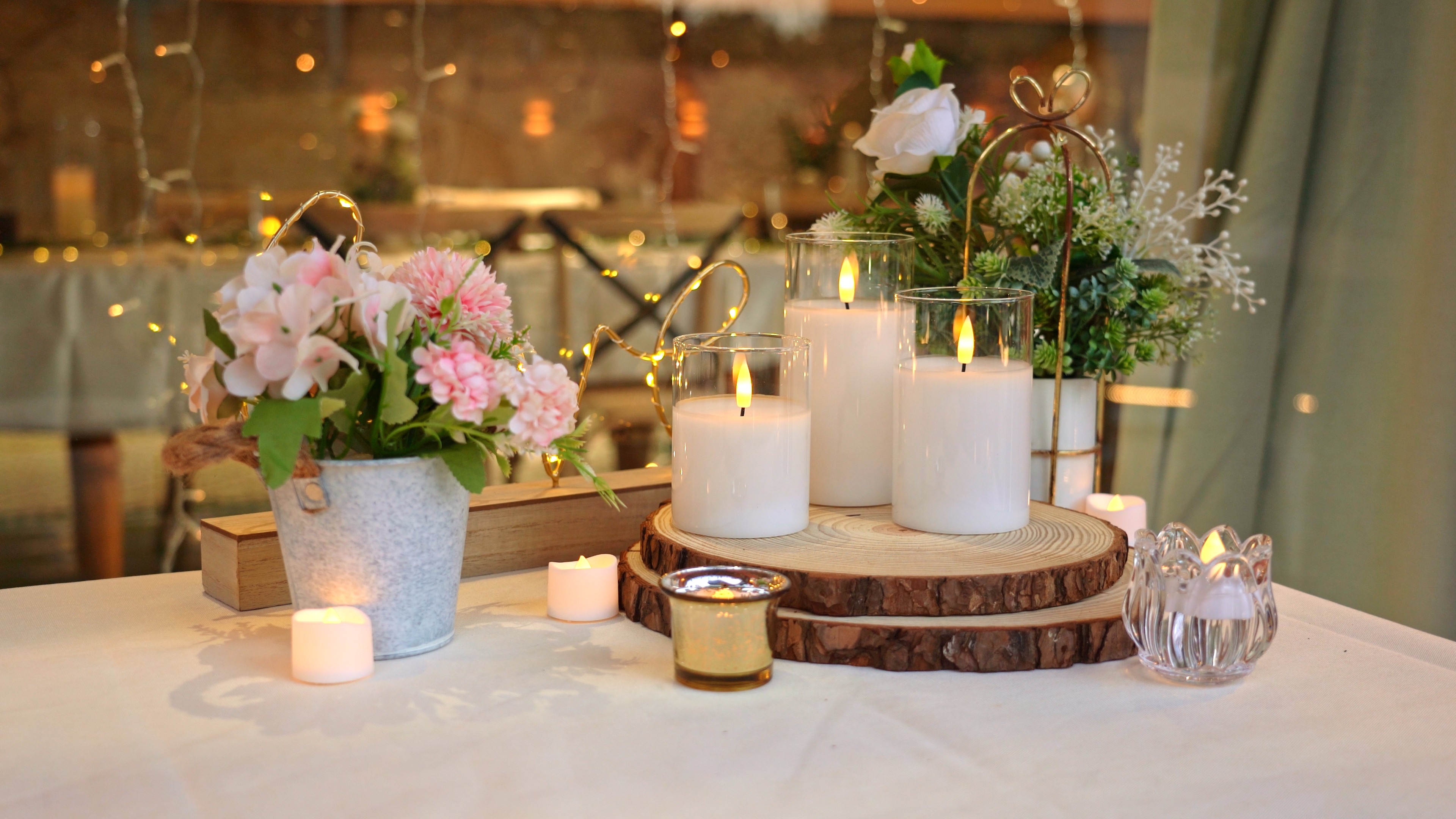 Image of Homemory Clear Glass Flameless Candles, Pure White Wax Battery Operated Candles, LED Pillar Candles with Remote Control and Timers, D3 H4 5 inch 6 inch, Set of 3