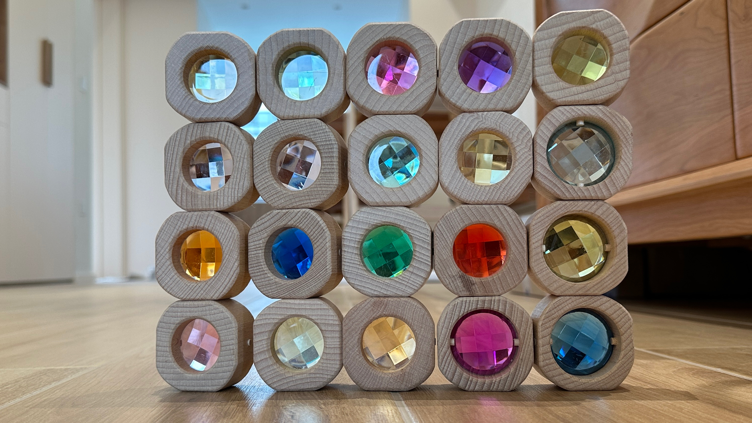 Amazon.com: KOAICS 20PCS Wooden Gem Blocks Stacking Toys,Colorful