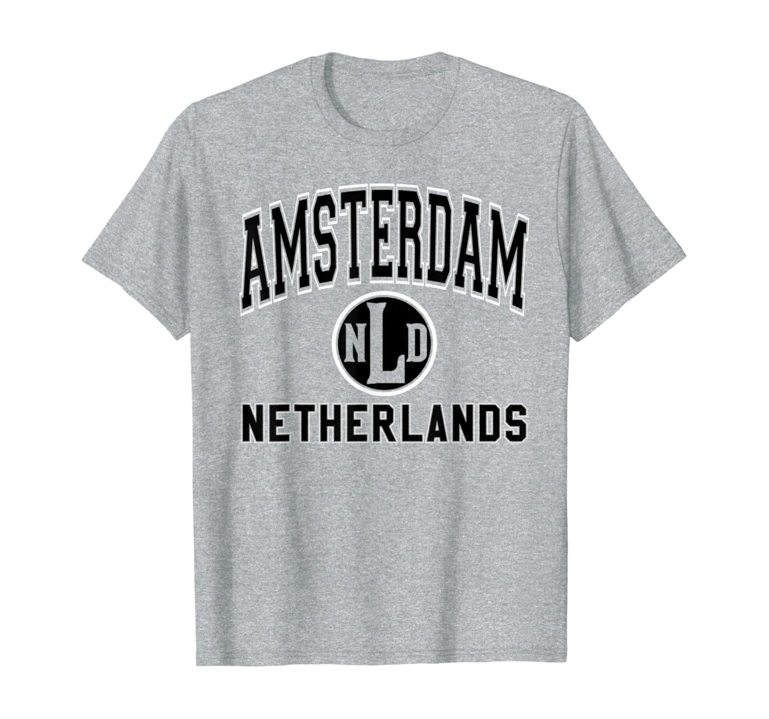 Amazon Com Amsterdam Netherlands Nld Varsity Style Black Print T Shirt Clothing