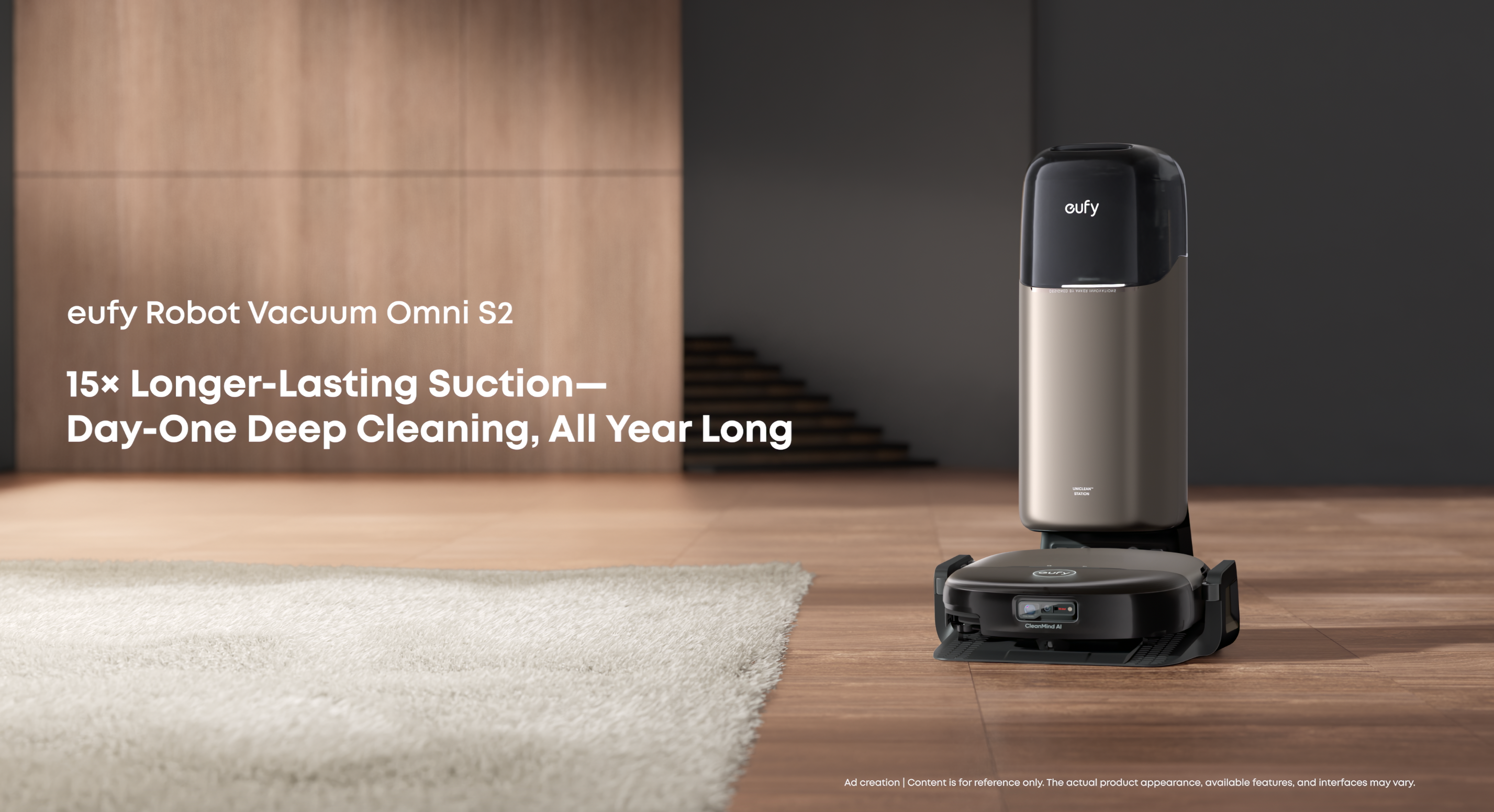 eufy Omni S2 Robot Vacuum and Mop Combo, 99.99% Germ Removal