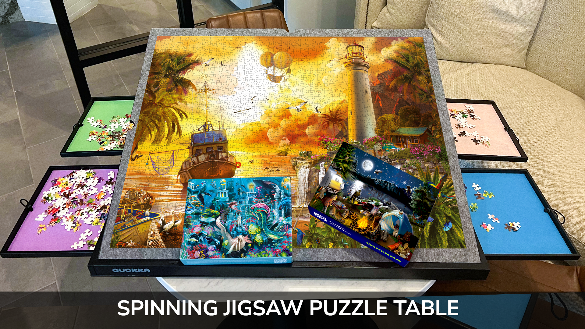 Quokka Puzzle Board with Drawers - Spinning Jigsaw Puzzle
