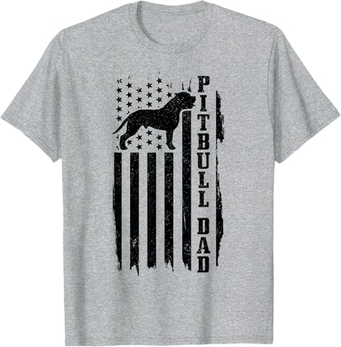 Miniatura 8 de Pitbull Dad - Camiseta para hombre diseño de bandera americana diseño patriótico Pitbull gris S