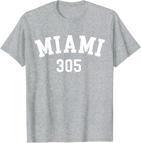 Miniatura 12 de Miami 305 USA American College Font T-Shirt Negro,Azul Marino,Azul Pastel,Arándano,Rojo,Plateado,Hierba,Verde Kelly,Marrón,Verde Oliva,Jaspeado