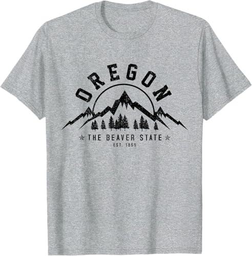 Miniatura 6 de Oregon The Beaver State Est. 1859 Vintage Mountains - Camiseta de regalo, gris, S