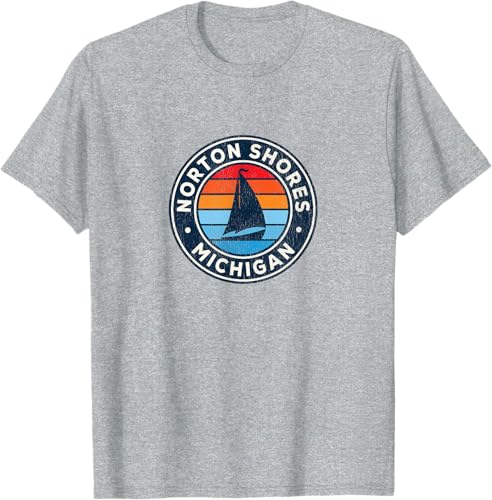 Norton Shores Michigan MI Vintage Sailboat Retro 70s T-Shirt