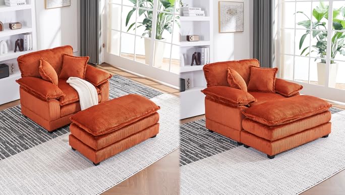 Amazon.com: Chaise Longue Chair Indoor with Ottoman, 46.9