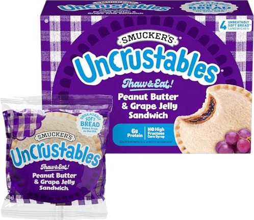 Smucker’s Uncrustables Peanut Butter & Grape Jelly Sandwiches, 4 Count, 2 Oz. Each, Frozen