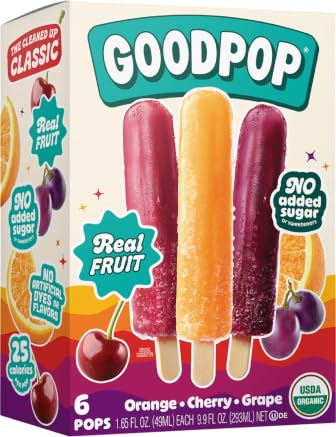 Goodpop, Organic Assorted Freezer Pops - 100% Fruit Juice, No Artificial Dyes or Flavors, No Added Sugar, 6 Count