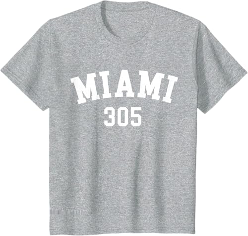 Miniatura 42 de Miami 305 USA American College Font T-Shirt Negro,Azul Marino,Azul Pastel,Arándano,Rojo,Plateado,Hierba,Verde Kelly,Marrón,Verde Oliva,Jaspeado