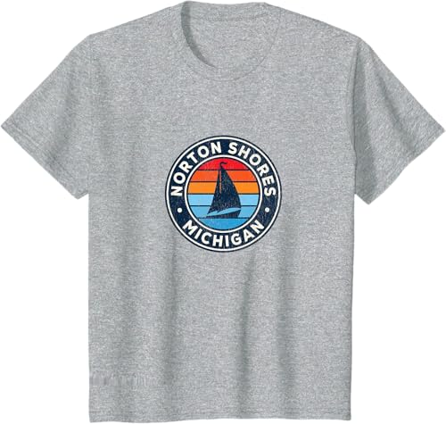 Miniatura 3 de Norton Shores Michigan MI Vintage Sailboat Retro 70s T-Shirt