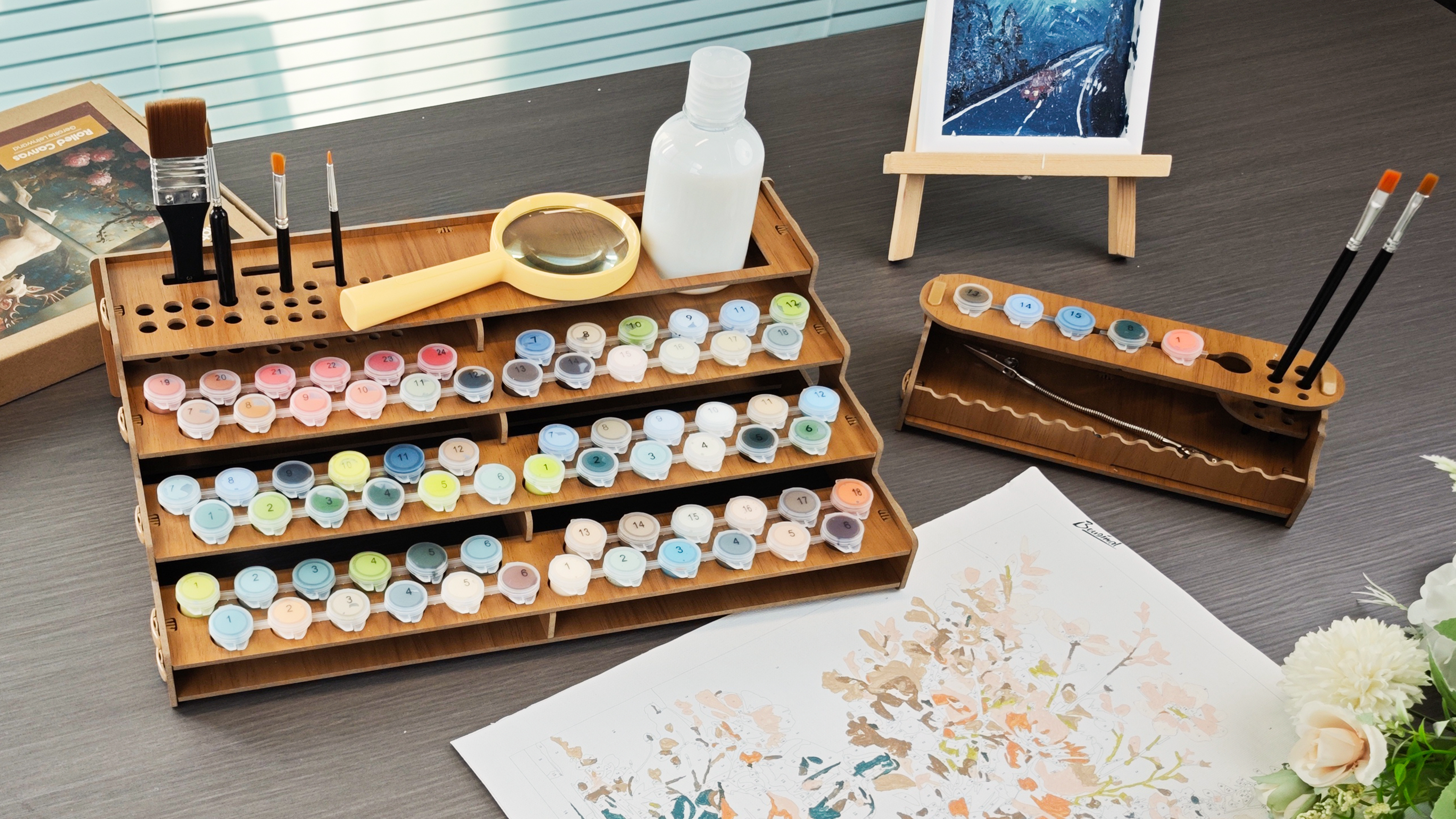 Amazon.com: Bougimal Wooden Organizer Rack for Paint by Numbers