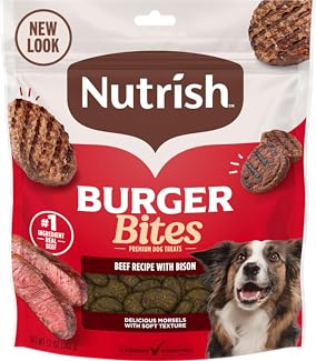 Nutrish Burger Bites Beef Recipe with Bison Premium Dog Treats, 12 oz. Pouch (Rachael Ray)