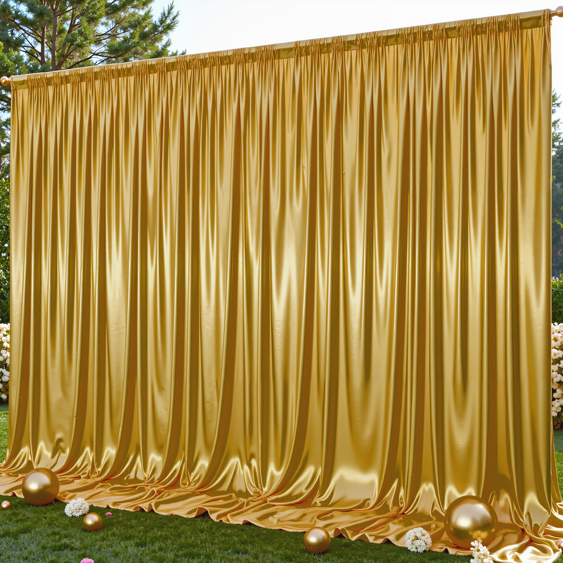 Dark Gold Glitter Satin Backdrop Curtain for Parties 10x10FT Shimmer Photo Backdrop Drapes Non-Wrinkle Sparkle Drapes for Backdrop Wedding Baby Shower Christmas Decorations