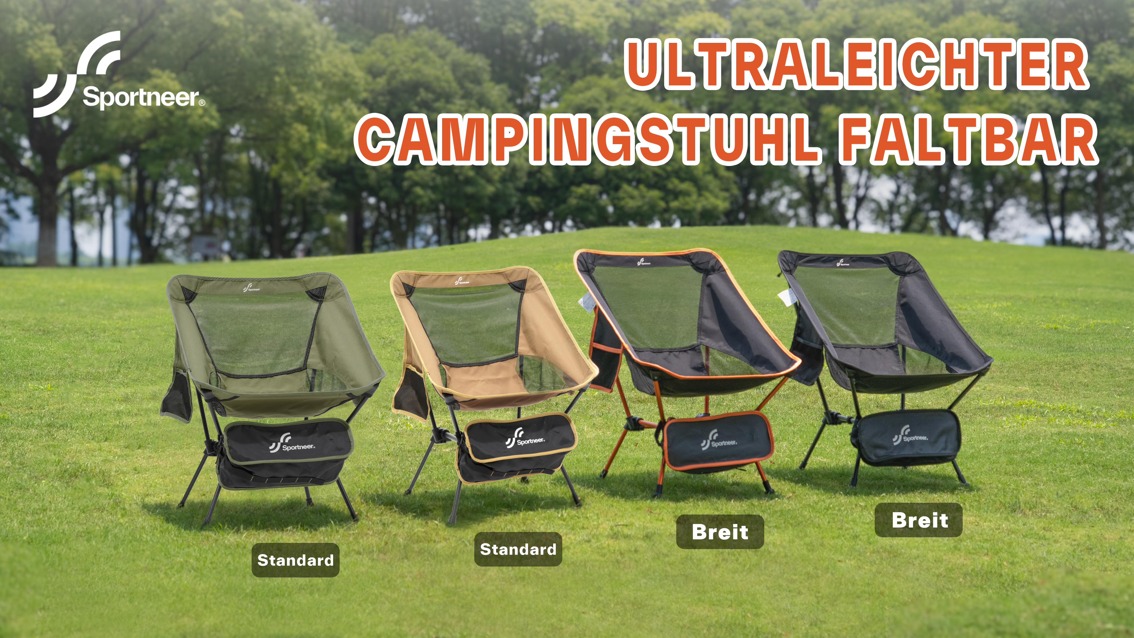 Sportneer Campingstuhl Faltbar Camping Stuhl Tragbarer Campingstühle 150Kg Faltstuhl Ultraleichter Packmaß Kleiner Klappstuhl mit Tragetasche für Picknick, Outdoor, Wandern Sport & Freizeit