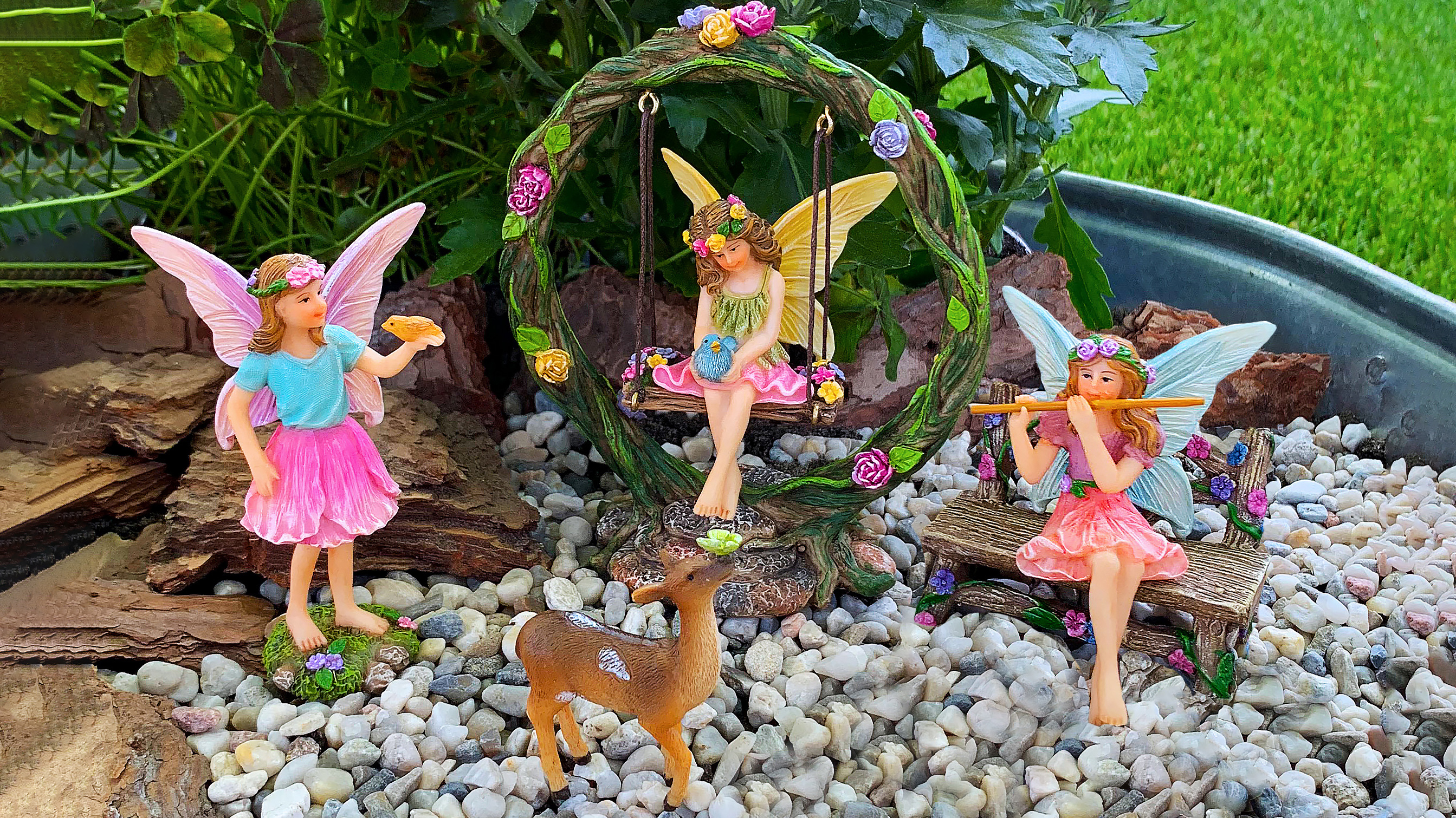 Feengarten-Figuren Aus Harz – 6-teiliges Set Im Vintage-Stil, Handbemalt, Für Garten, Terrasse & Deko Im Haus