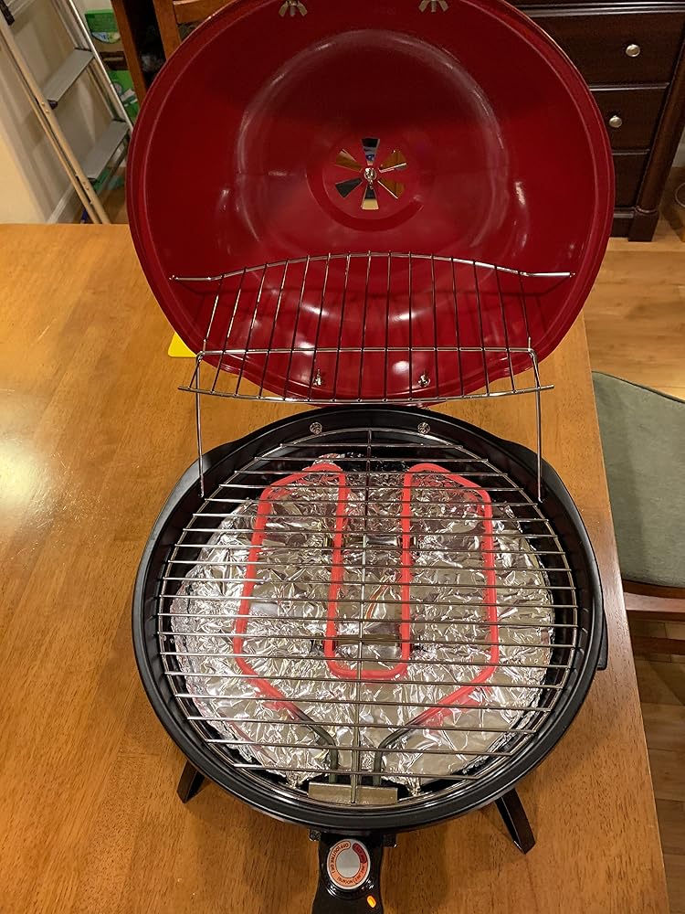 Techwood Electric BBQ Grill,1600WTabletop Grill, Double Layer Design, Portable Removable Grill, Indoor/Outdoor Electric Grill for Indoor & Outdoor Use(Red)