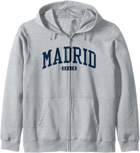 Madrid Spain Espana College University Style Navy Zip Hoodie