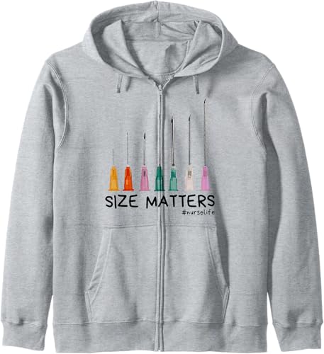Miniatura 3 de Needle Size Matters Funny Nursing CNA Nurse Life Zip Hoodie Dark Green,Dark Heather Grey,Heather Grey