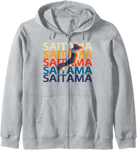 Saitama Japan Retro Repeat Vintage Souvenir Zip Hoodie