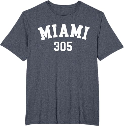 Miniatura 23 de Miami 305 USA American College Font T-Shirt Negro,Azul Marino,Azul Pastel,Arándano,Rojo,Plateado,Hierba,Verde Kelly,Marrón,Verde Oliva,Jaspeado