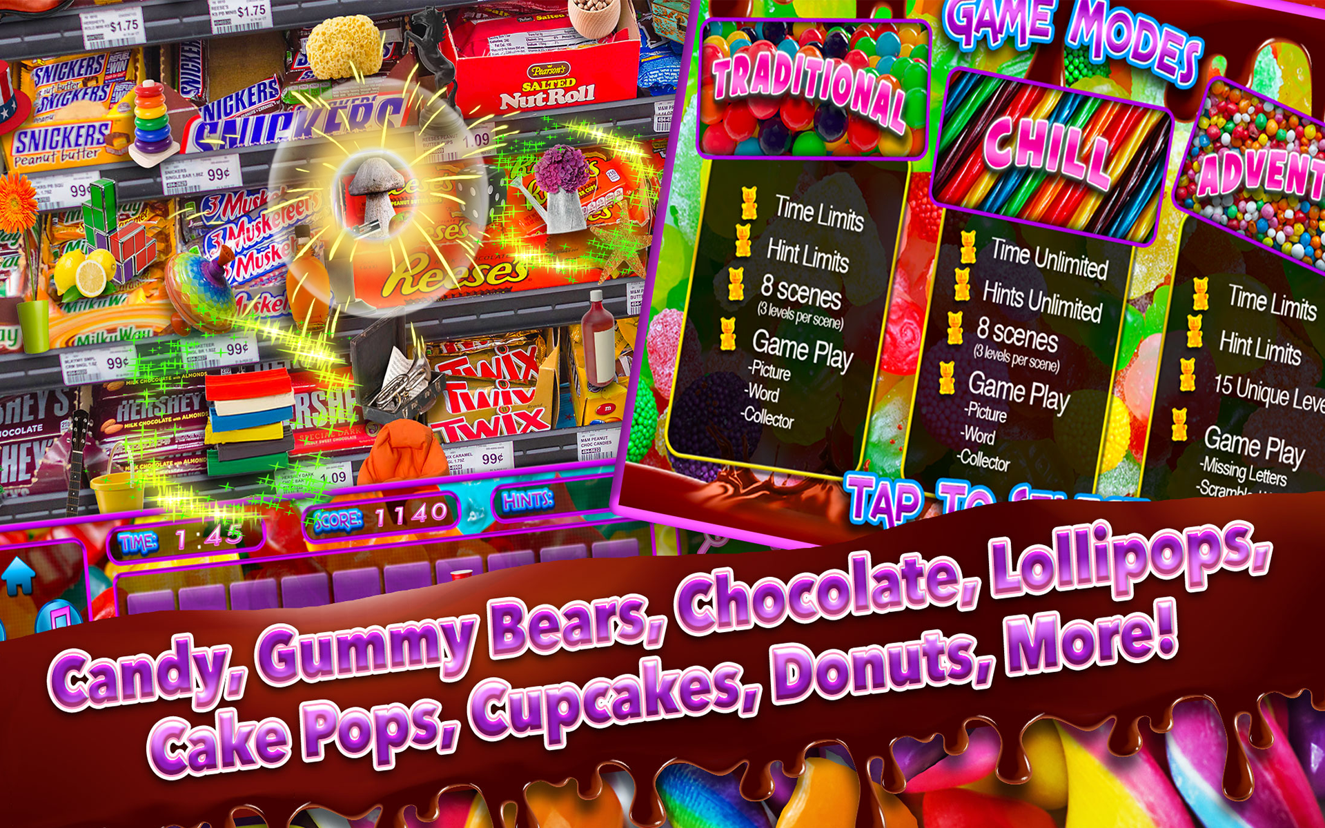 Hidden Objects Candy Chaos & Dessert Junk Food – Chocolate