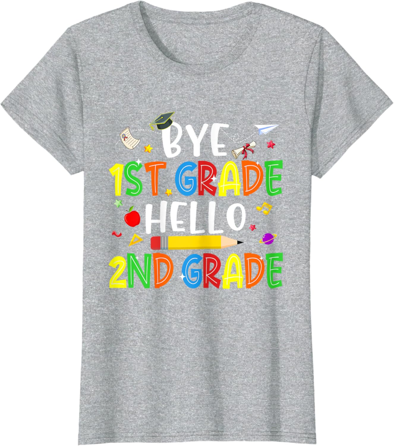 Graduation Bye 1st Grade Hello 2nd Grade Back to School Kids T-Shirt