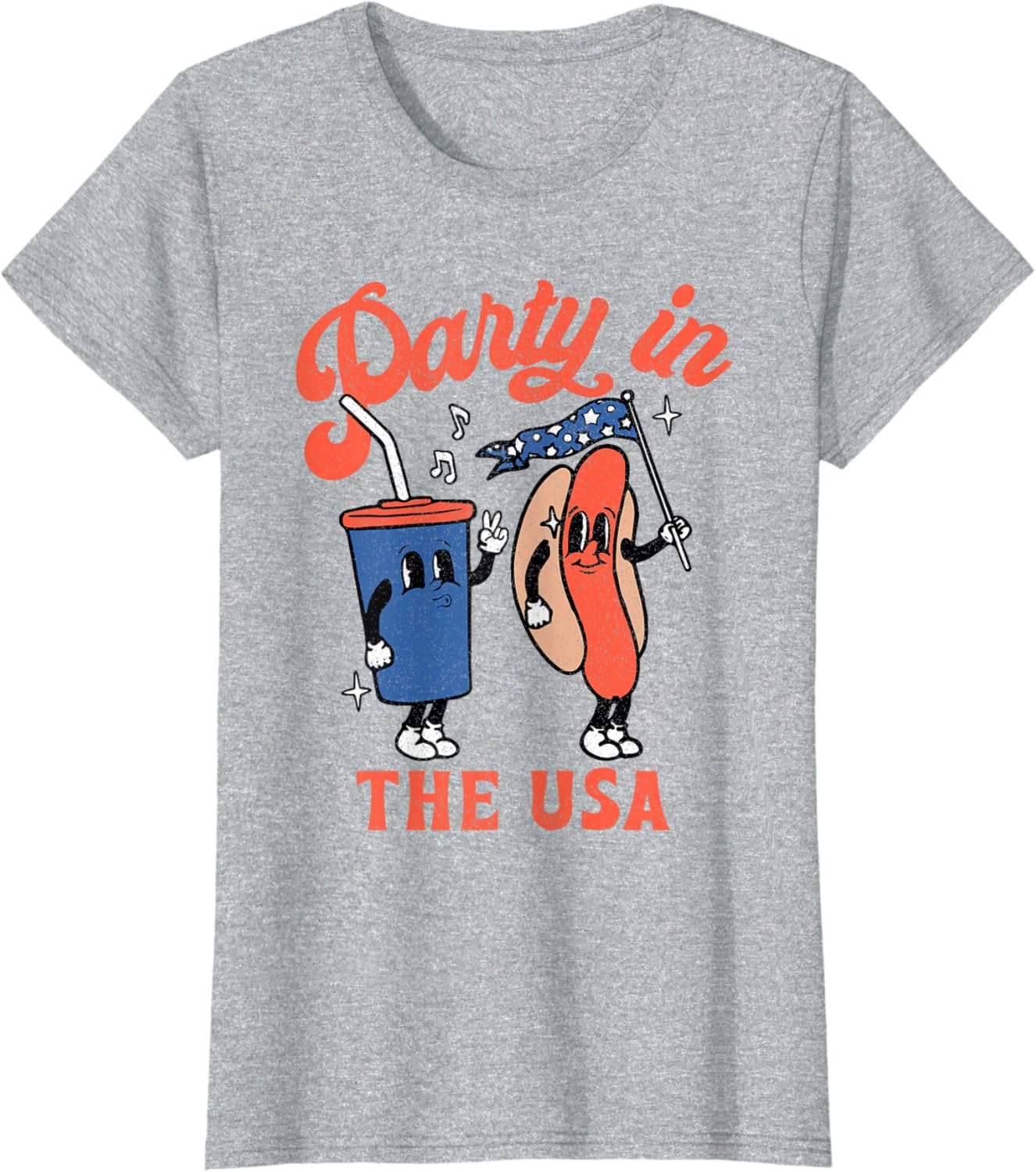 Party In The USA 4th of July Cute Soda And Hotdog Patriotic T-Shirt