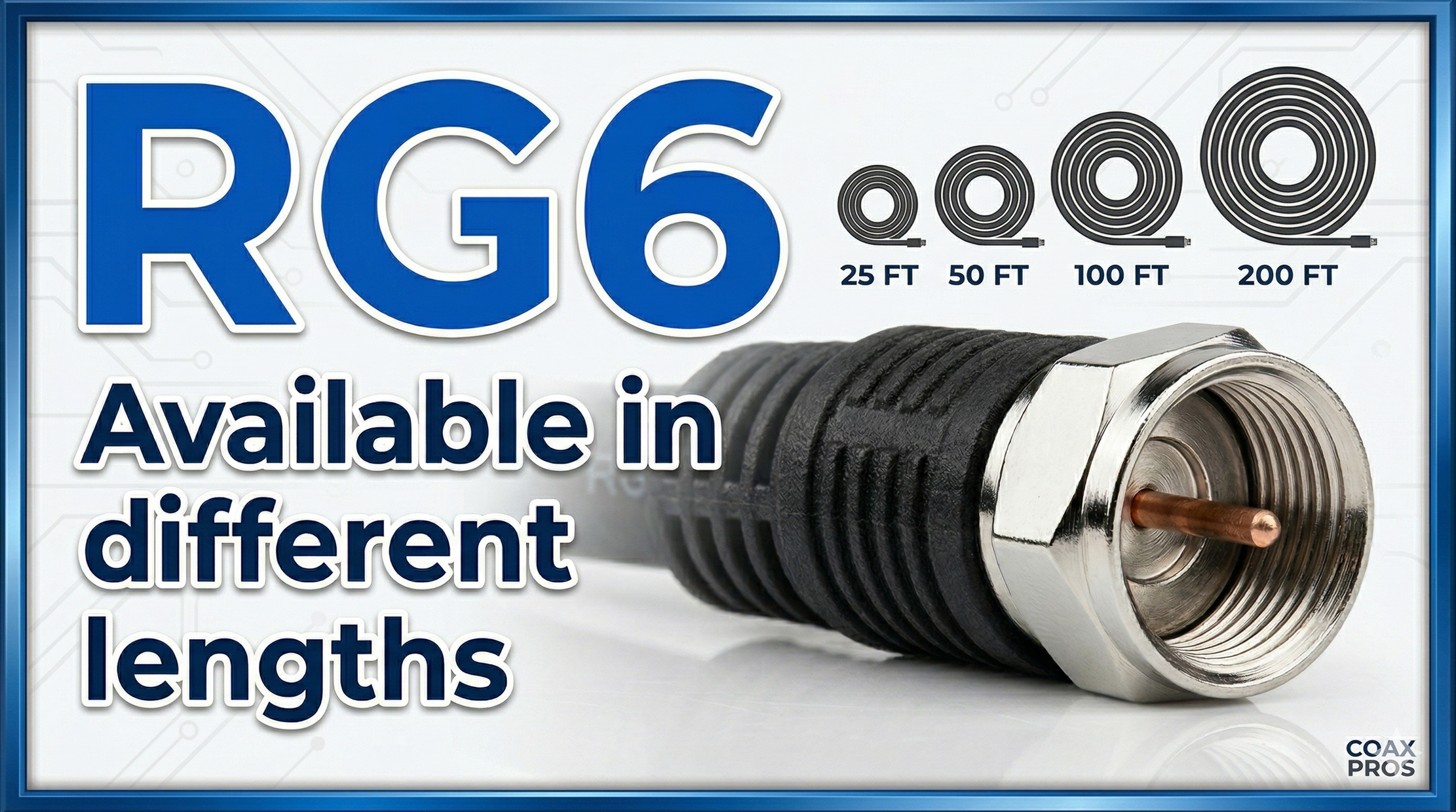 100' RG6 Coax Cable - Digital Shielded TV Antenna Wire with Sealed