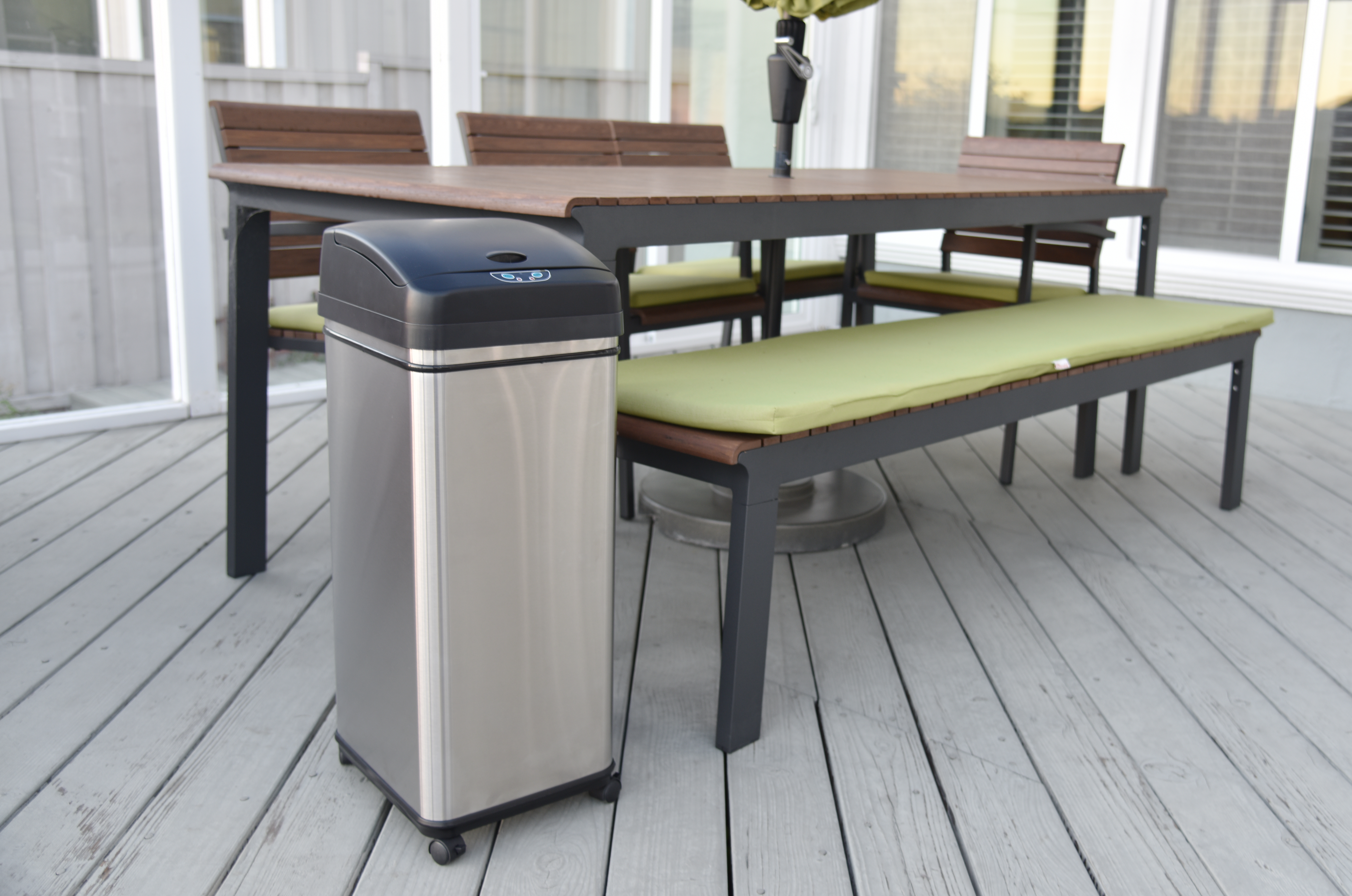 Image of iTouchless Rolling 13 Gallon Sensor Kitchen Trash Can with Lid and Wheels, Odor Filter, Stainless Steel, Automatic Kitchen Trashcan Garbage Bin for Home Office Bedroom Living Room Garage Wastebasket