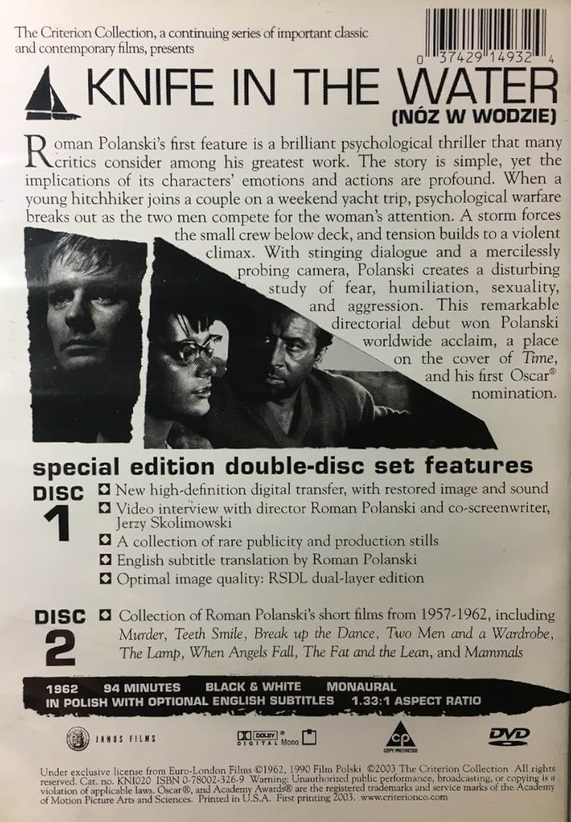 Zygmunt Malanowicz, Leon Niemczyk, and Jolanta Umecka in Knife in the Water (1962)