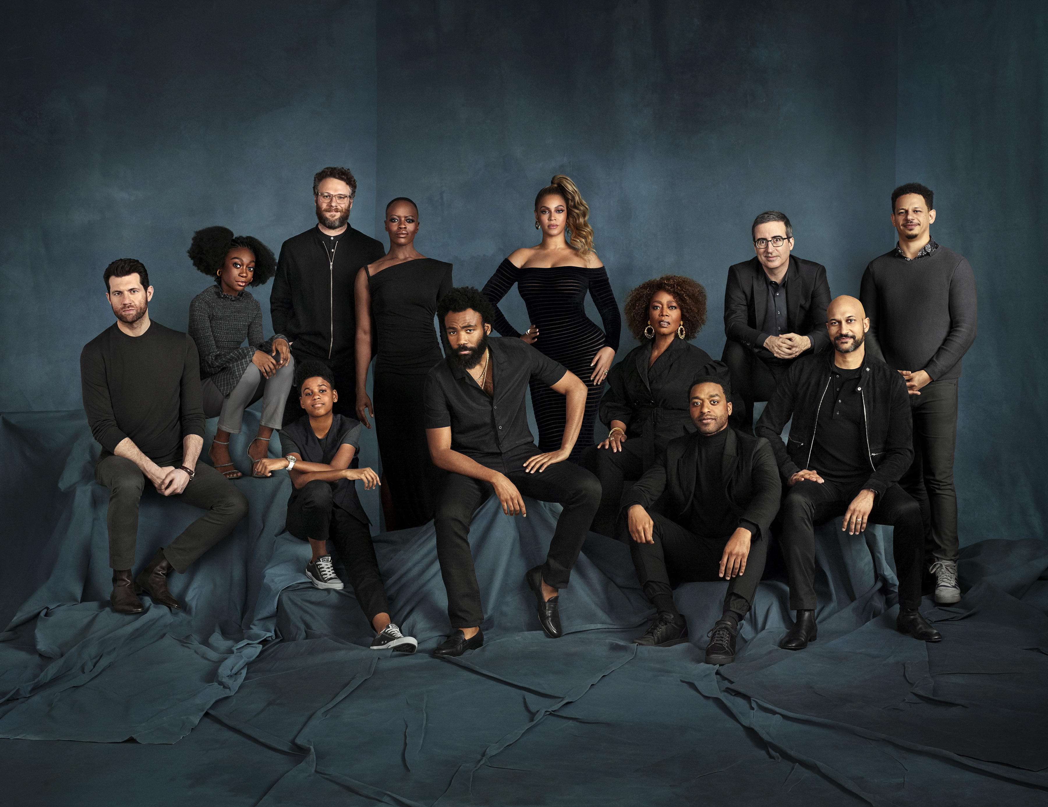 Alfre Woodard, Chiwetel Ejiofor, Florence Kasumba, Beyoncé, Seth Rogen, John Oliver, Keegan-Michael Key, Donald Glover, Eric André, Billy Eichner, JD McCrary, and Shahadi Wright Joseph in The Lion King (2019)