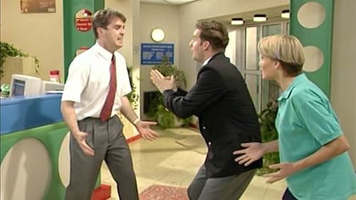 Chris Barrie, Jill Greenacre, and Tim Marriott in The Brittas Empire (1991)