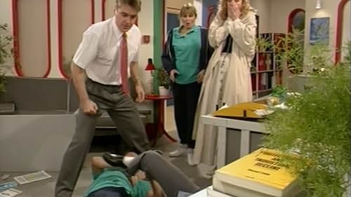 Chris Barrie, Pippa Haywood, Tim Marriott, Russell Porter, and Julia St John in The Brittas Empire (1991)