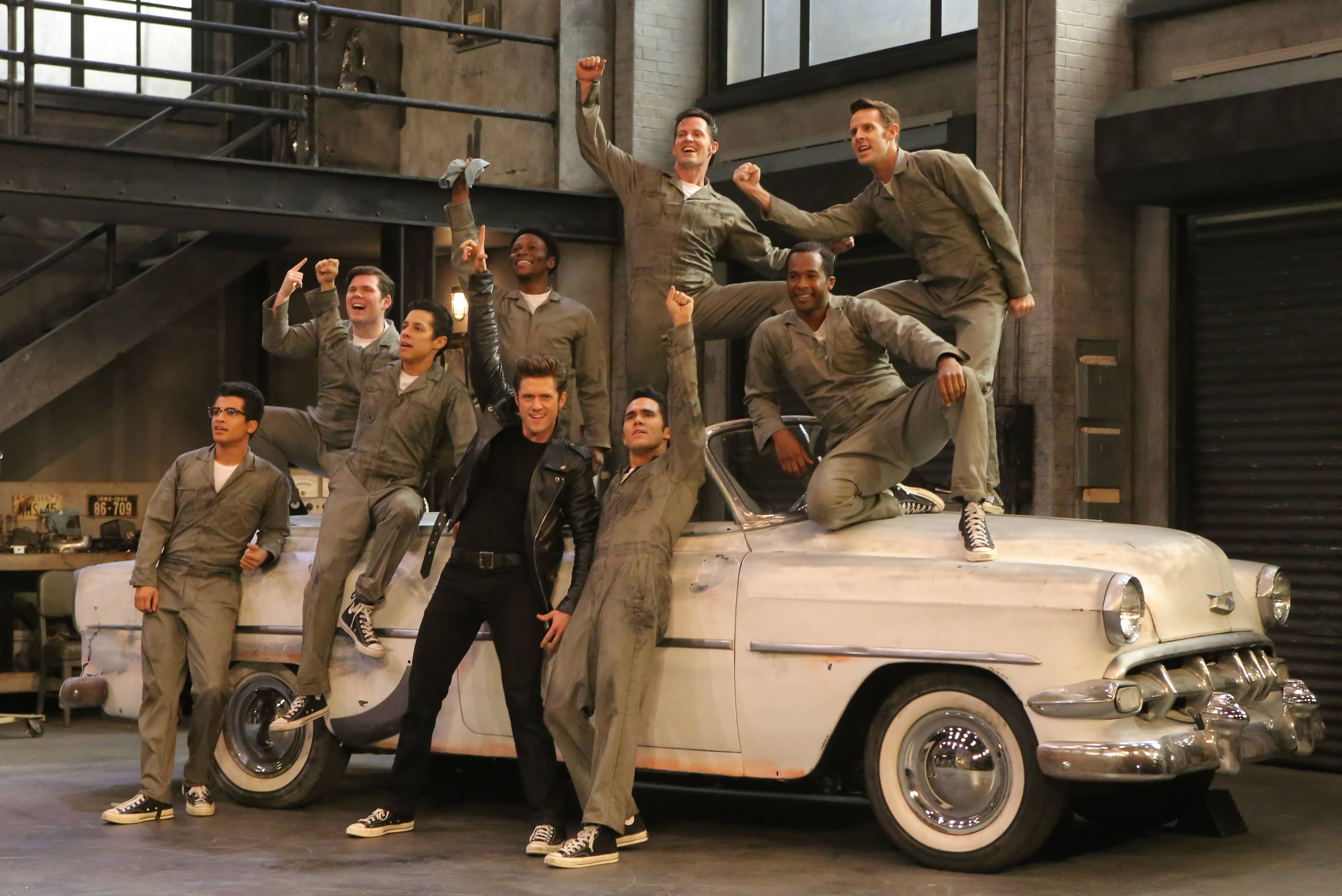 Gregory Haney, Carlos PenaVega, David Del Rio, Aaron Tveit, and Jordan Fisher in Grease Live! (2016)