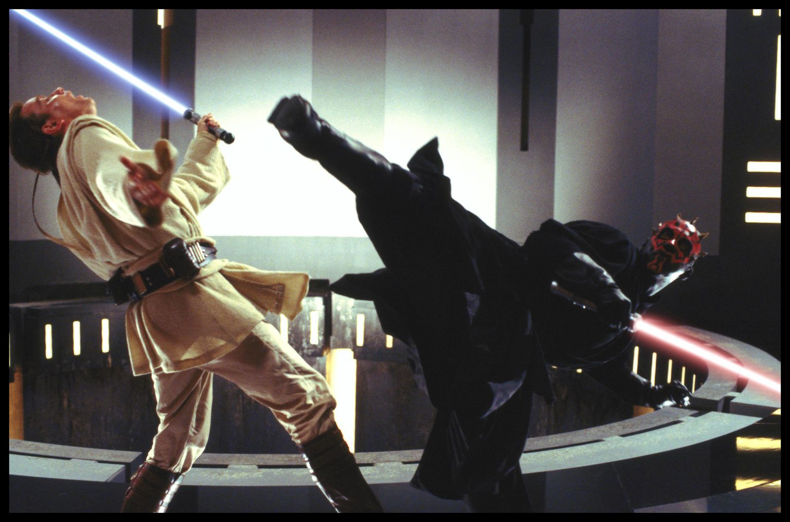 Ewan McGregor, Ray Park, and Peter Serafinowicz in Star Wars: Episode I - The Phantom Menace (1999)