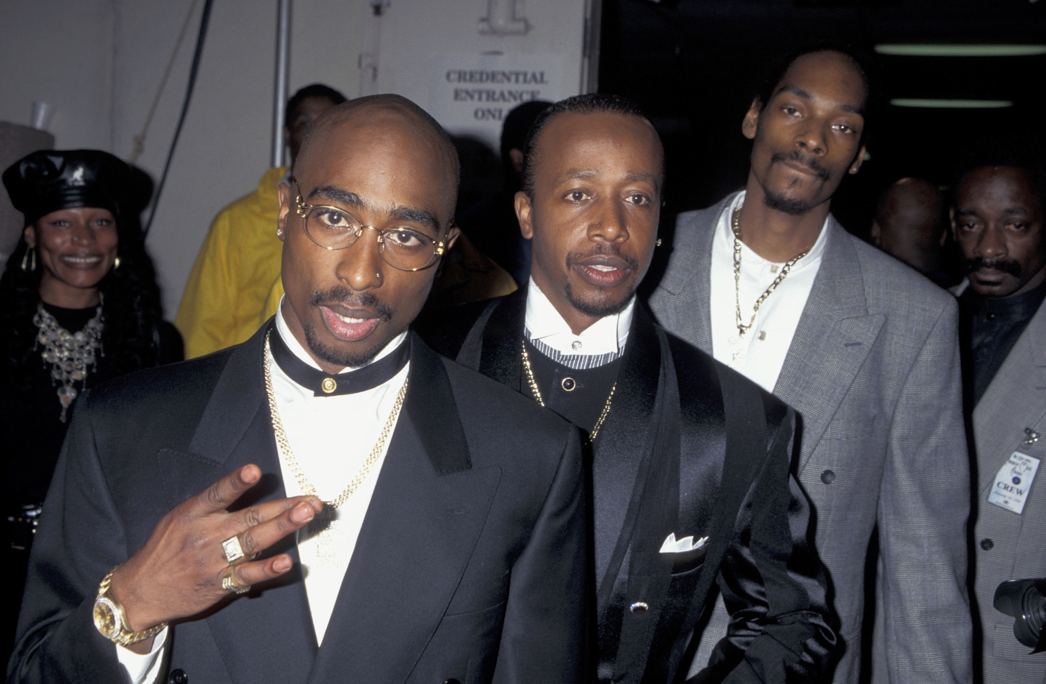 Tupac Shakur, Snoop Dogg, and M.C. Hammer at an event for The 23rd Annual American Music Awards (1996)