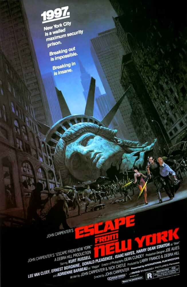 Donald Pleasence, Kurt Russell, and Season Hubley in Escape from New York (1981)