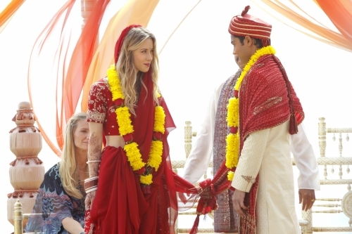 Kelly Lynch, Manish Dayal, and Gillian Zinser in 90210 (2008)