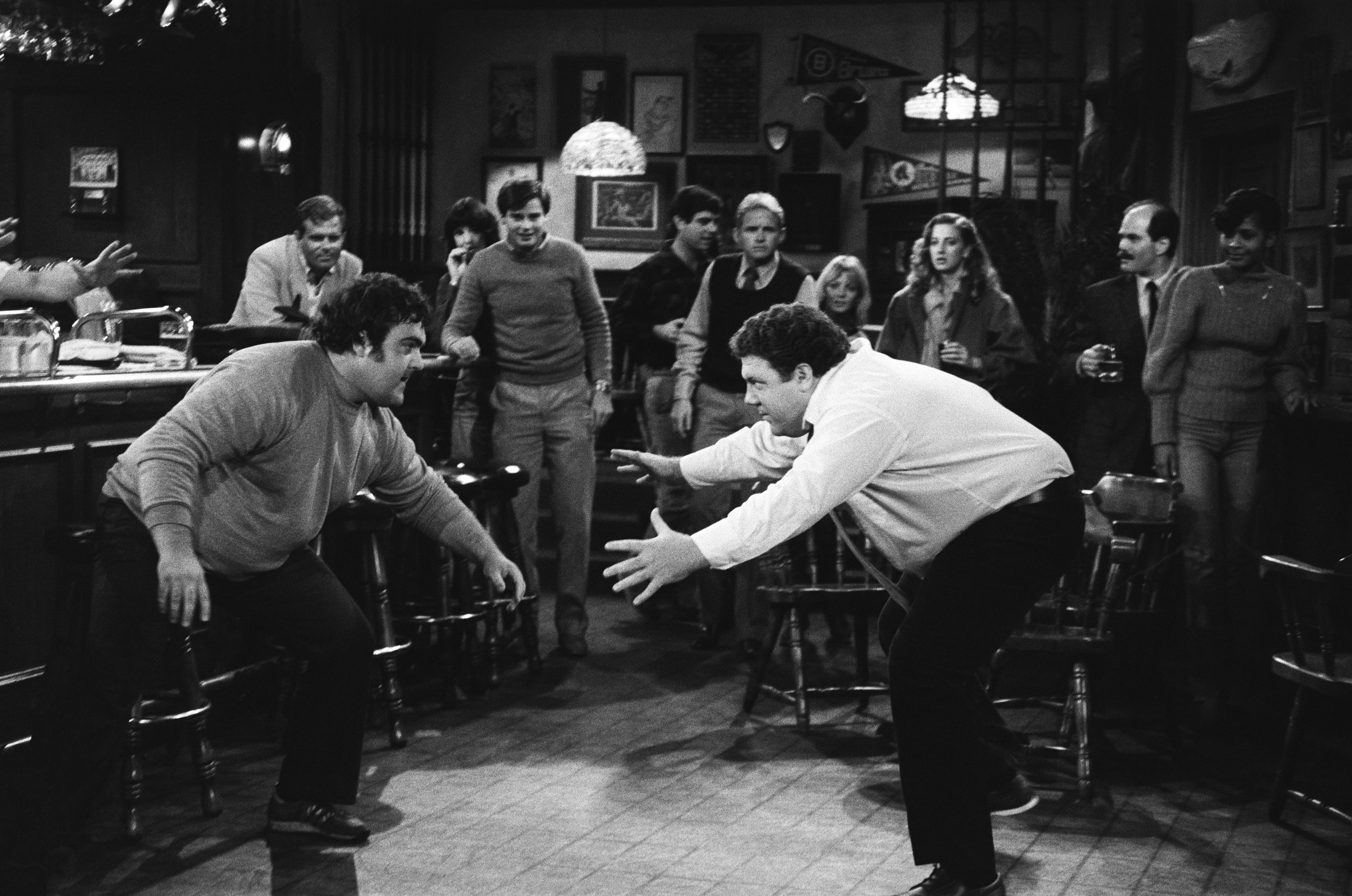 George Wendt and Walter Olkewicz in Cheers (1982)