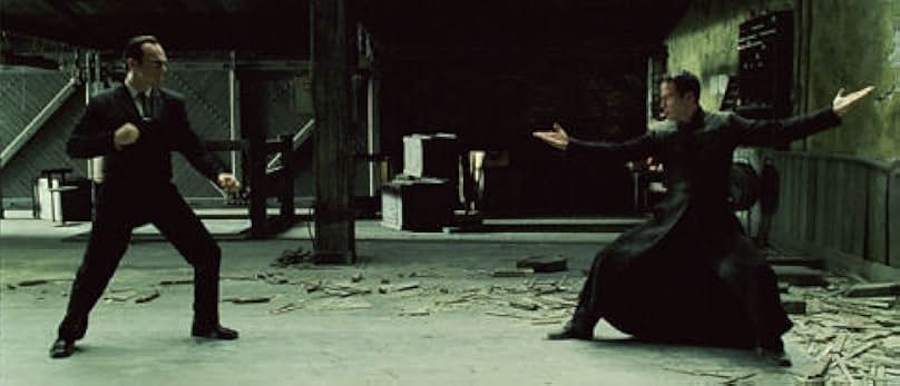 Keanu Reeves and Hugo Weaving in The Matrix Revolutions (2003)